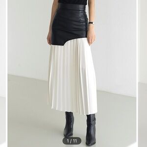 NWT- Black and White Pleated Women's Skirt